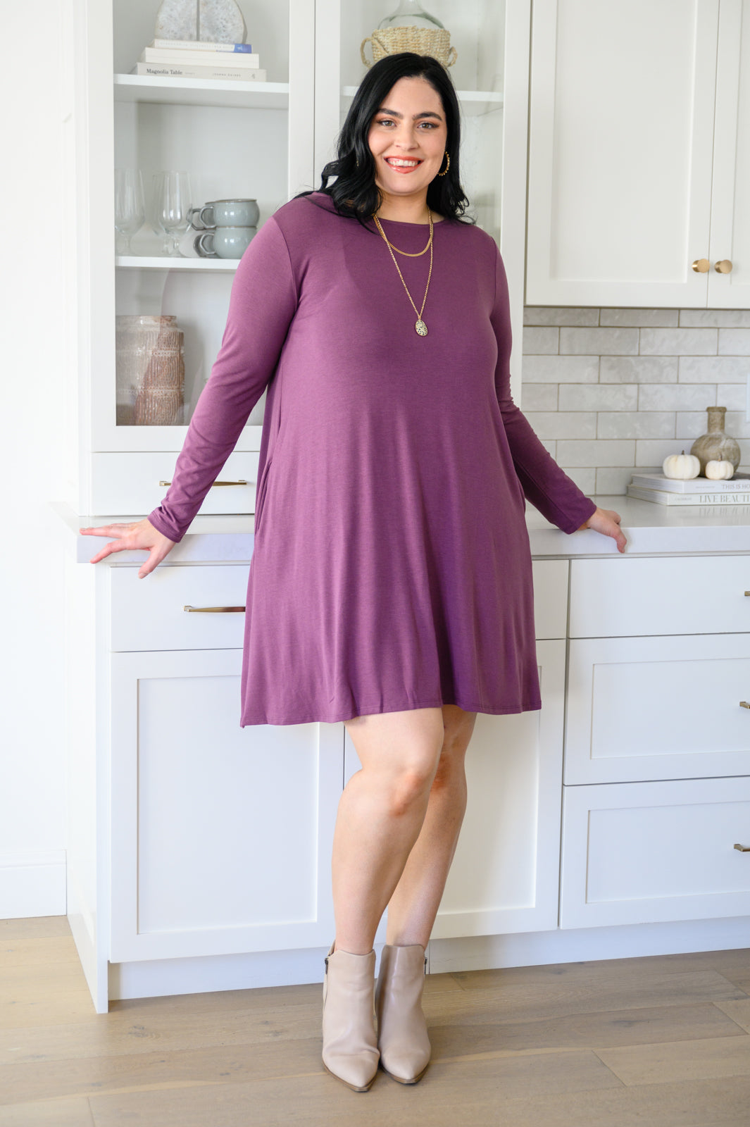 Most Reliable Long Sleeve Knit Dress In Plum Ave Shops