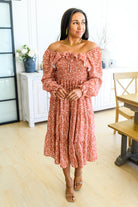 Now Is Your Chance Floral Midi Dress In Rust Ave Shops