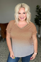 Ombre Stripe V-Neck T in Neon Coral Ave Shops