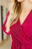 Only You Surplice Neck Sparkle Knit Dress In Magenta Ave Shops