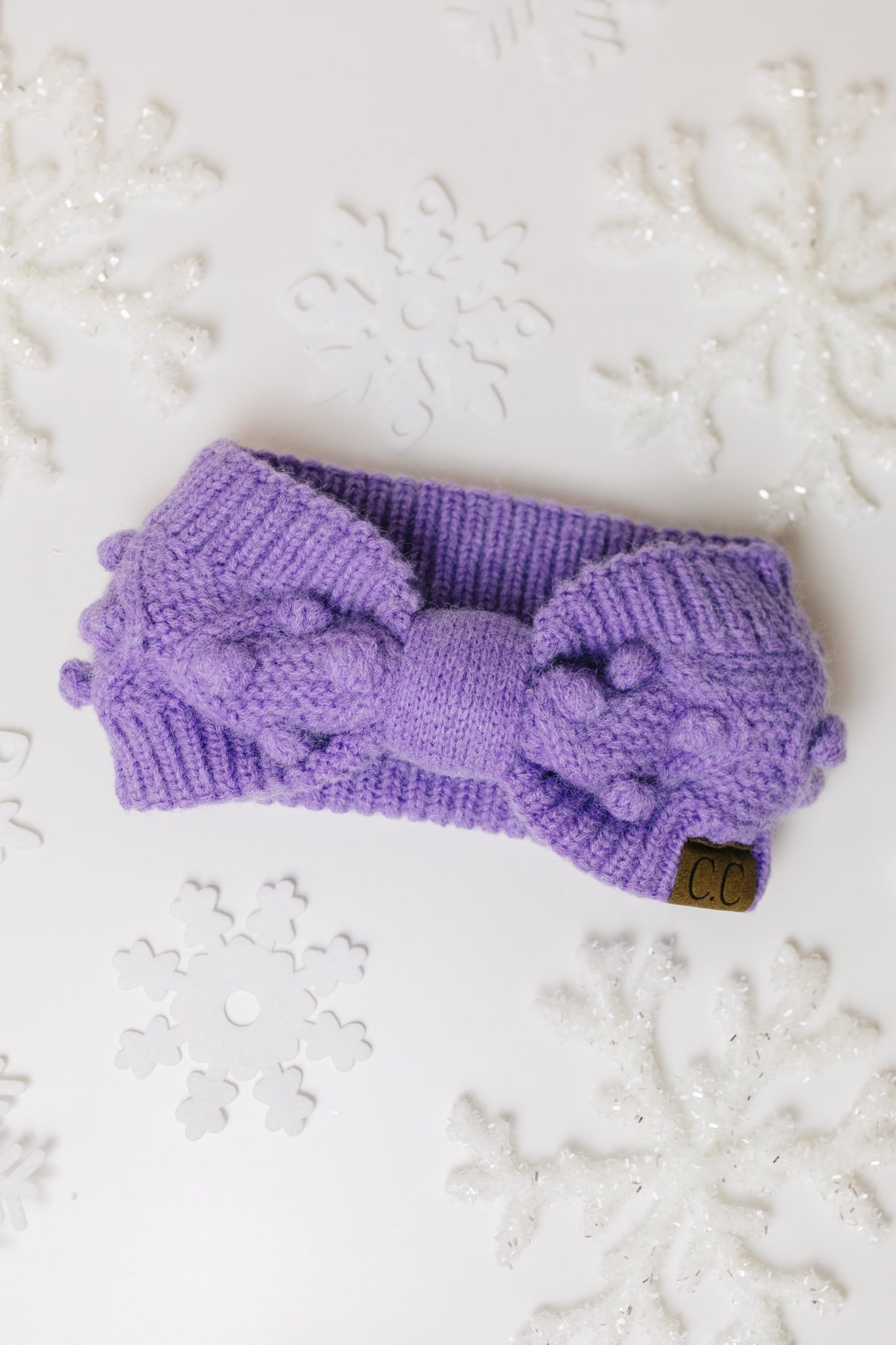 Pom Knit Head Wrap In Periwinkle Ave Shops