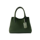 RB1004E | Borsa a Mano in Vera Pelle Made in Italy con Tracollina removibile e attacchi con moschettoni in metallo Canna di Fucile - Colore Verde - Dimensioni: cm 33 x 25 x 15 + Manici 13 cm Kailimood.store