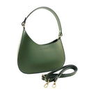 RB1013E | Borsa Donna a spalla e Tracolla removibili in Vera Pelle Made in Italy. Attacchi con moschettoni in metallo Oro Lucido - Colore Verde - Dimensioni: cm 28 x 6 x 25 + 12 (manico) Kailimood.store