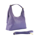 RB1017Y | Borsa Donna a spalla Morbida in Vera Pelle Made in Italy con tracolla removibile. Attacchi con moschettoni in metallo Oro Lucido - Colore Viola - Dimensioni: cm 36 x 40 x 13 Kailimood.store