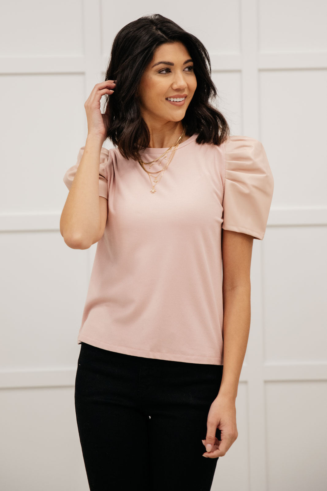 Rock On Puff Sleeve Top in Blush Ave Shops