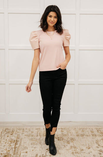 Rock On Puff Sleeve Top in Blush Ave Shops