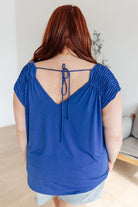 Ruched Cap Sleeve Top in Royal Blue Ave Shops