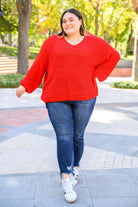 Seasonal Shift Long Sleeve Knit Sweater In Red Ave Shops