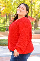 Seasonal Shift Long Sleeve Knit Sweater In Red Ave Shops