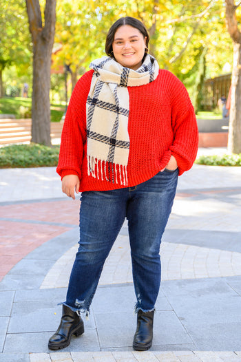 Seasonal Shift Long Sleeve Knit Sweater In Red Ave Shops