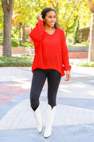 Seasonal Shift Long Sleeve Knit Sweater In Red Ave Shops