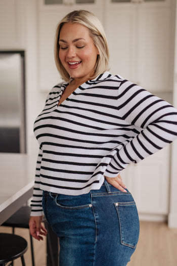 Self Improvement V-Neck Striped Sweater Ave Shops