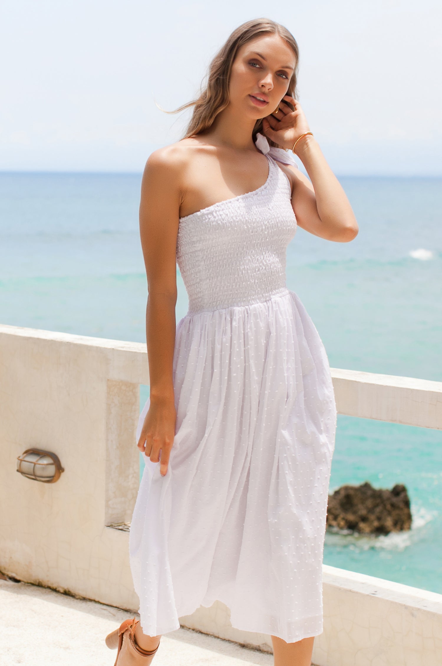 Sienna One-Shoulder Shirred Dress ELF