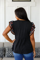 Sophia Embroidered Blouse in Black Ave Shops