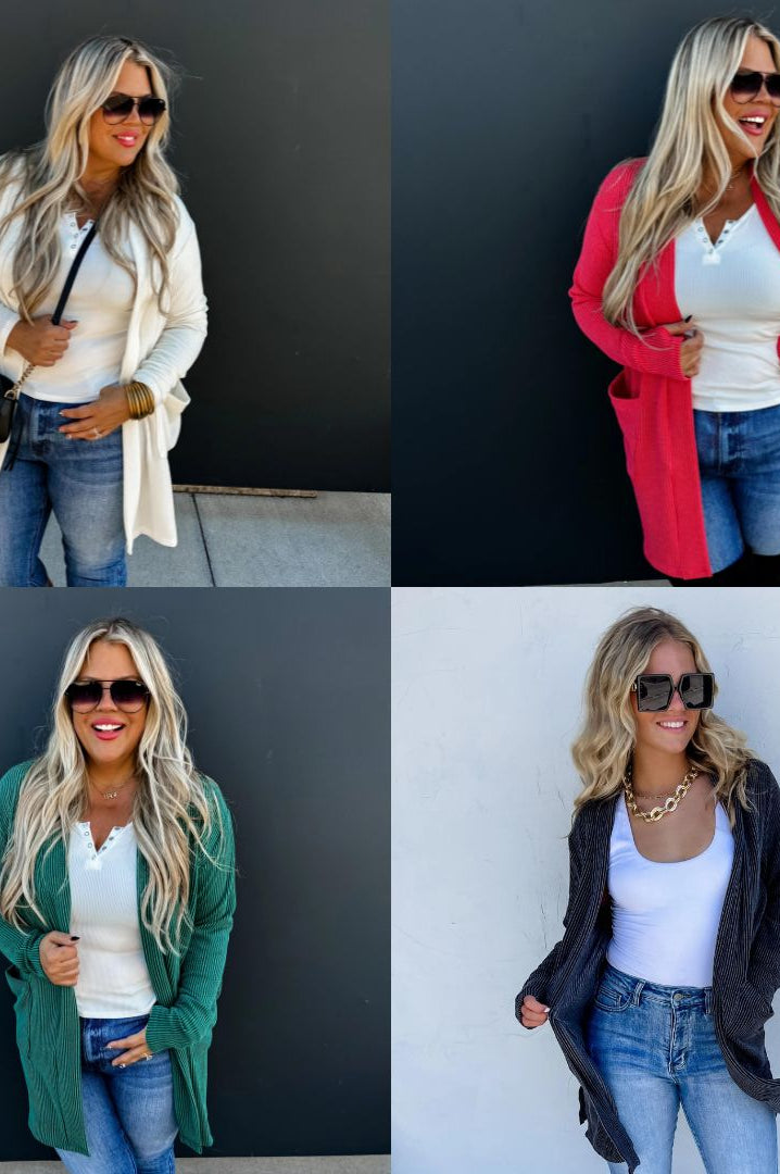 PREORDER: Winter Reese Ribbed Cardigan in Four Colors Ave Shops