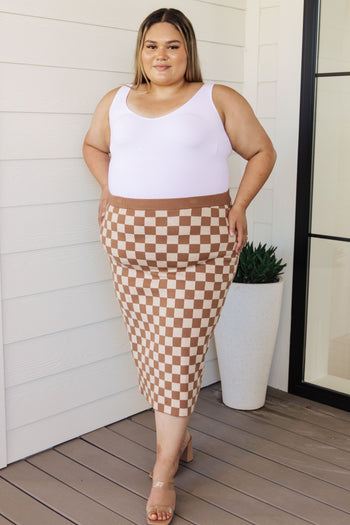 Start Your Engines Checkered Midi Skirt Ave Shops