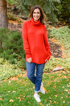 Steady Pace Roll Neck Sweater In Red Ave Shops