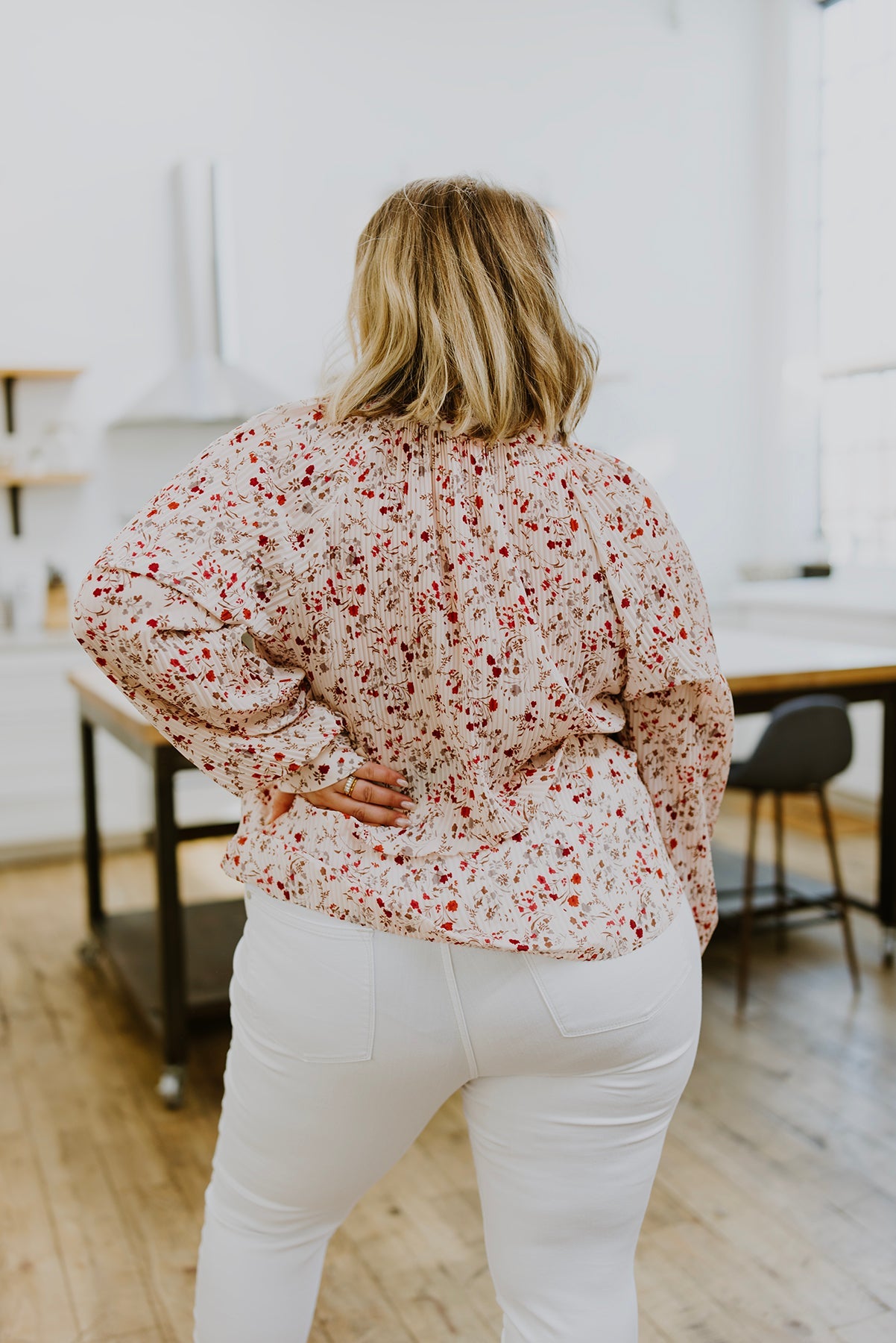 Stella Notched Neck Floral Long Sleeve Blouse Ave Shops