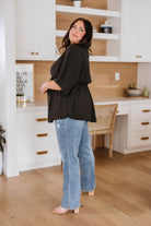 Storied Moments Draped Peplum Top in Black Ave Shops