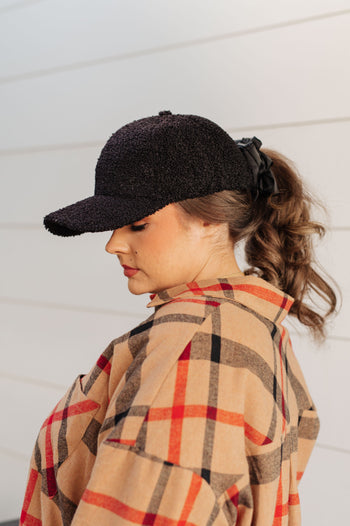 Lyla Sherpa Ball Cap in Black Ave Shops