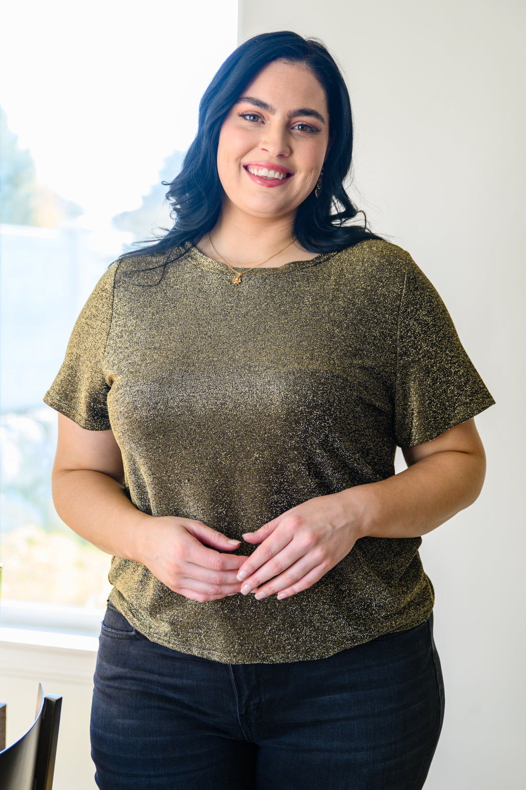 Sweetly Twinkle Short Sleeve Knit Top In Black Ave Shops