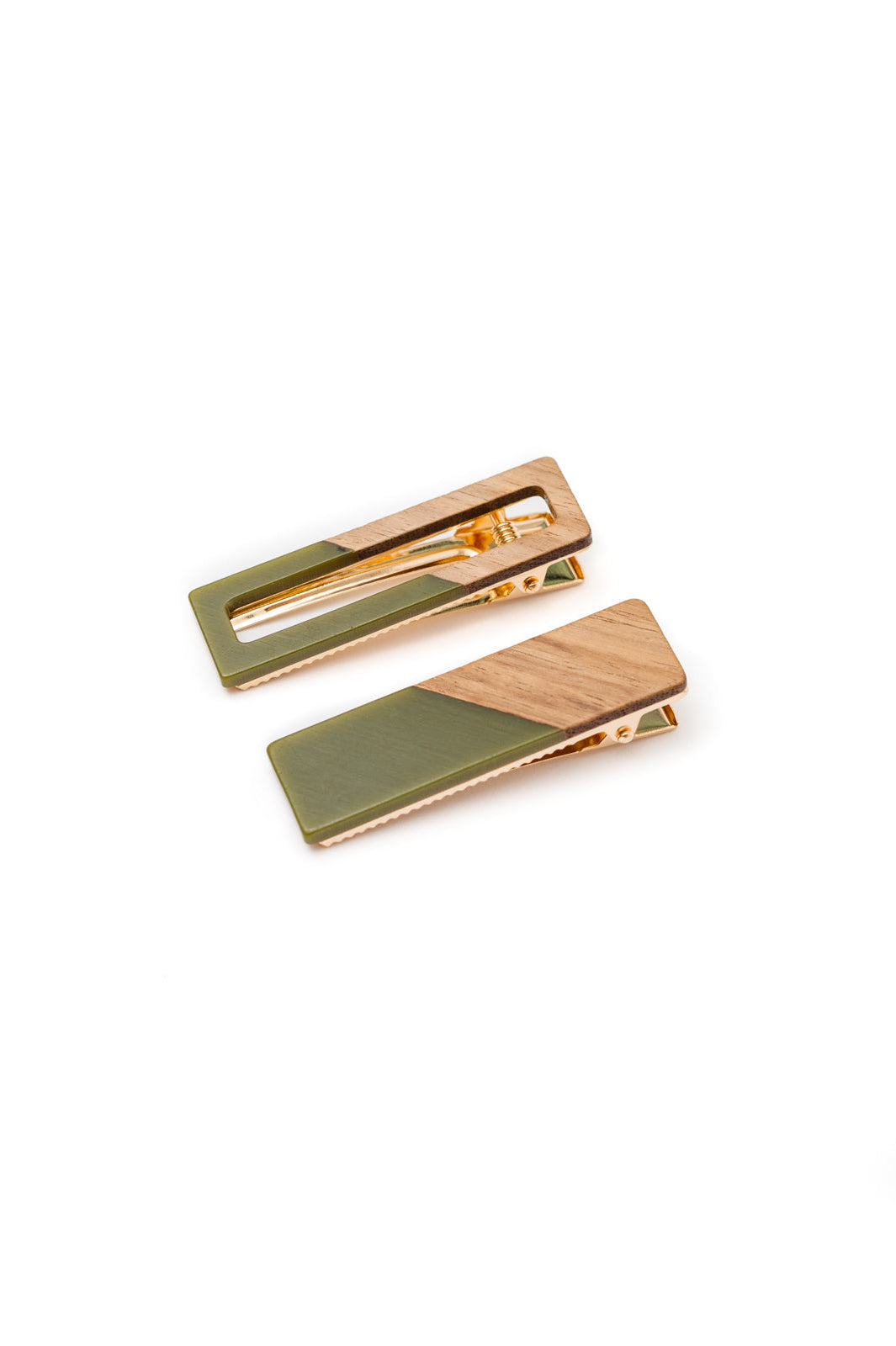 Two Tone Hair Clip Set in Green Ave Shops