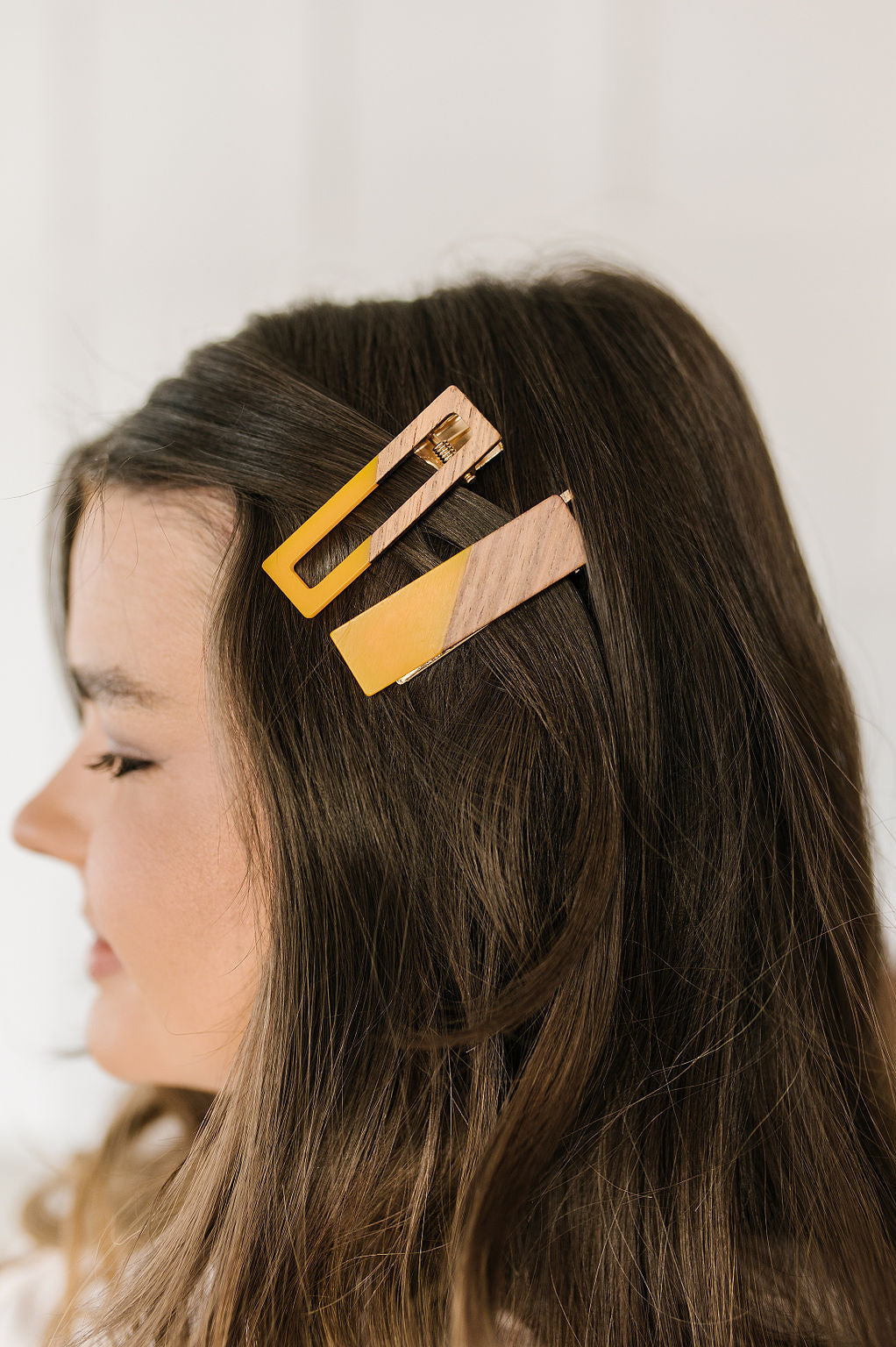 Two Tone Hair Clip Set in Yellow Ave Shops