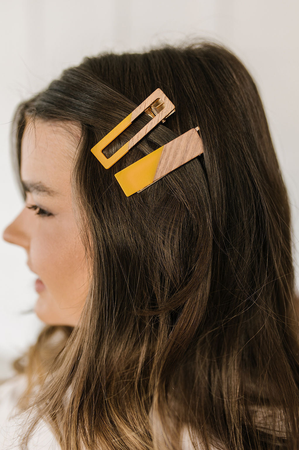 Two Tone Hair Clip Set in Yellow Ave Shops