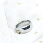 8mm Mens Matt Black Blue Silver Plain Tungsten Engagement Band Ring The Colourful Aura