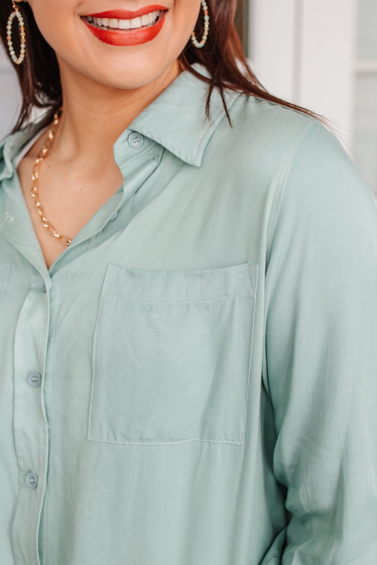 Unwavering Confidence Blouse in Light Blue Ave Shops