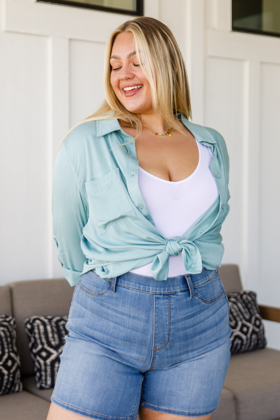 Unwavering Confidence Blouse in Light Blue Ave Shops