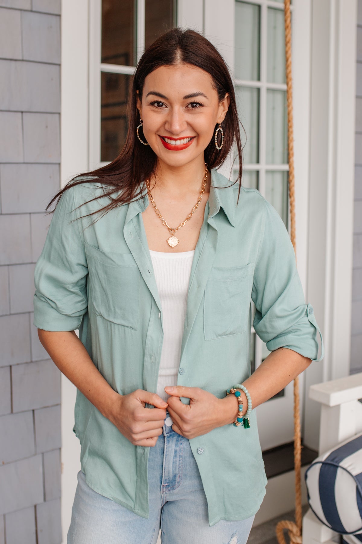 Unwavering Confidence Blouse in Light Blue Ave Shops