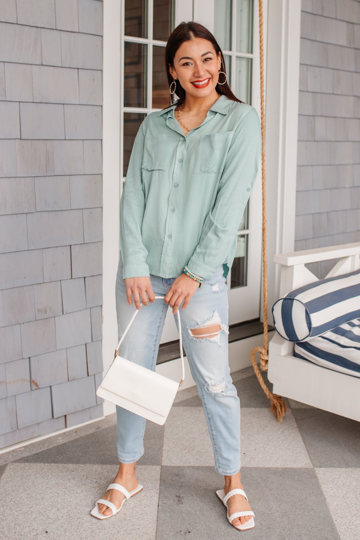 Unwavering Confidence Blouse in Light Blue Ave Shops