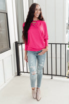 Lovely Ladder V Neck Top in Pink Ave Shops