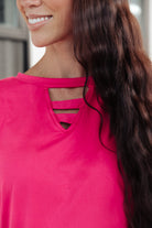 Lovely Ladder V Neck Top in Pink Ave Shops