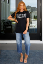 Wears Black, Loves Dogs Graphic Tee in Heather Black Ave Shops