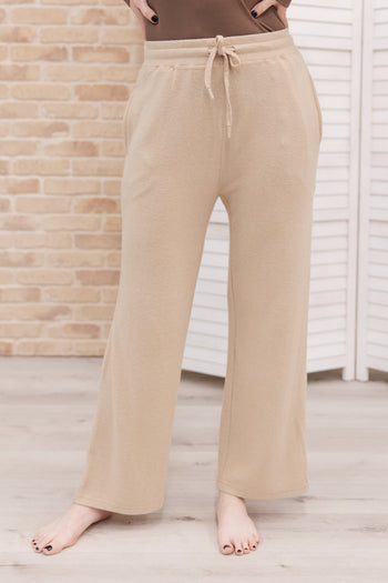 Wide Legged & Cozy Sweatpants in Sand Ave Shops