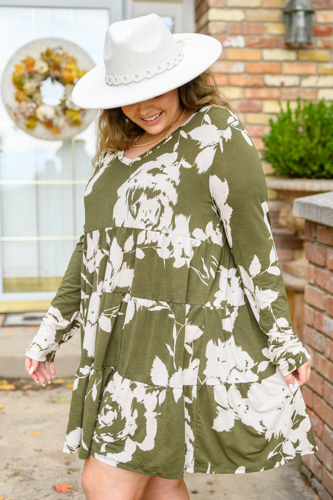 Worthwhile Moment Floral Tiered Dress In Olive Ave Shops