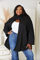 HEYSON Full Size Open Front Cardigan with Scarf Design Trendsi