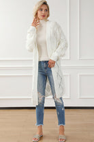 Openwork Open Front Dropped Shoulder Cardigan Trendsi