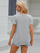 Ruched V-Neck Short Sleeve T-Shirt Trendsi