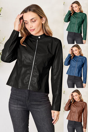 Mock Neck Zip Up Jacket Trendsi