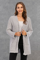 Pocketed Open Front Long Sleeve Cardigan Trendsi