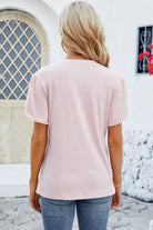 Round Neck Petal Sleeve T-Shirt Trendsi