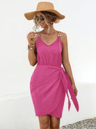 Twisted V-Neck Sleeveless Mini Dress Trendsi