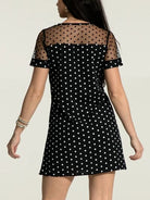 Polka Dot Short Sleeve Mini Dress Trendsi