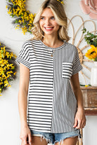 Striped Round Neck Short Sleeve Tee Casual Chic Boutique