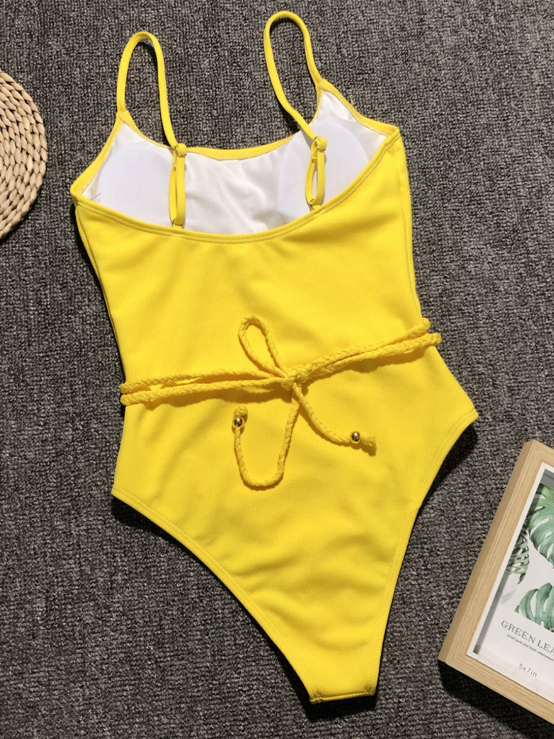 Ribbed Tie Waist One-Piece Swimsuit Trendsi