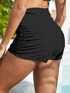 Ruched Mid-Rise Waist Swim Shorts Trendsi