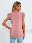 Swiss Dot Cap Sleeve Blouse Trendsi